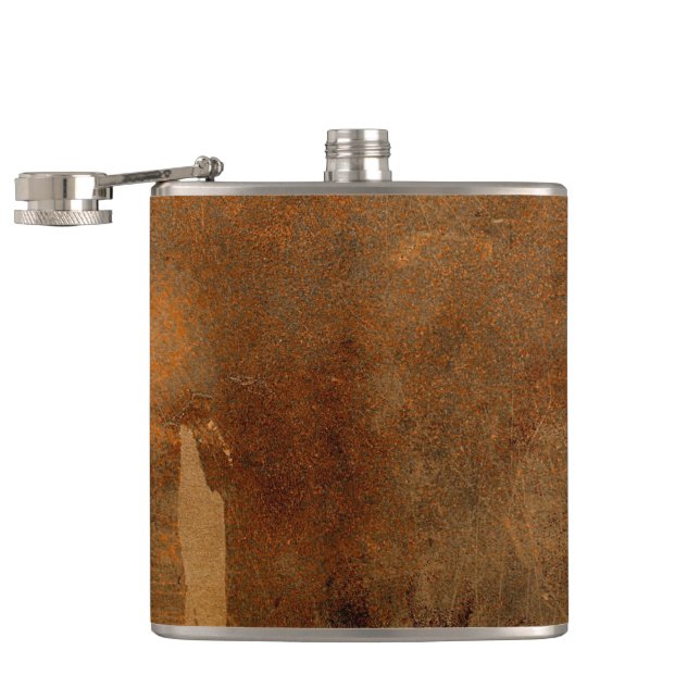 Natural Cow Hide Look Hip Flask (Opened)