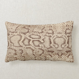 Natural Cream Beige Anaconda Exotic Snakeskin Lumbar Cushion