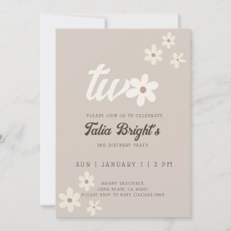 Natural Daisy Boho Birthday Invitation