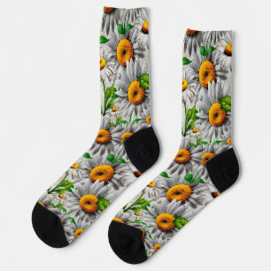 Natural Daisy Flower Floral Cottagecore Socks
