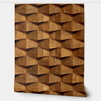 Natural Dark Brown Wooden Shape Pattern Wallpaper