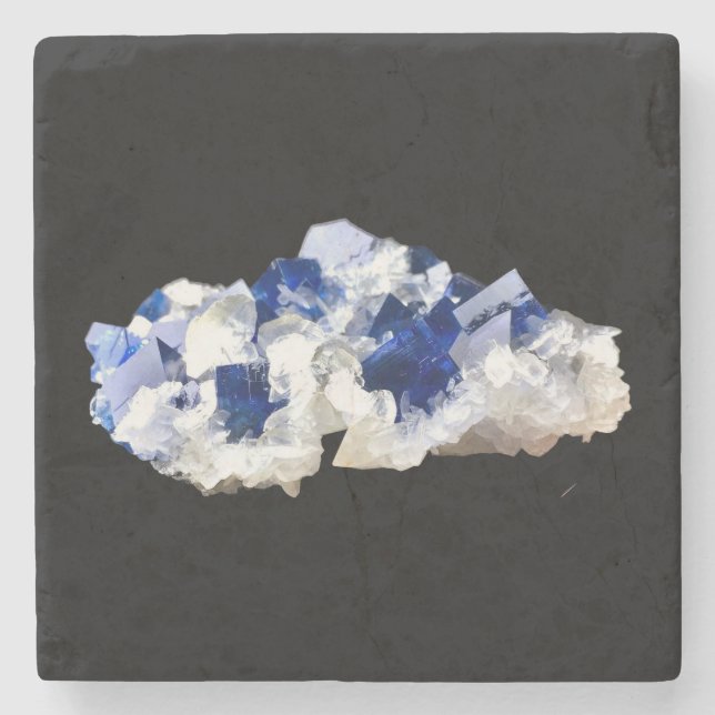Natural Deep Blue Fluorite Marble Stone Coaster (Front)