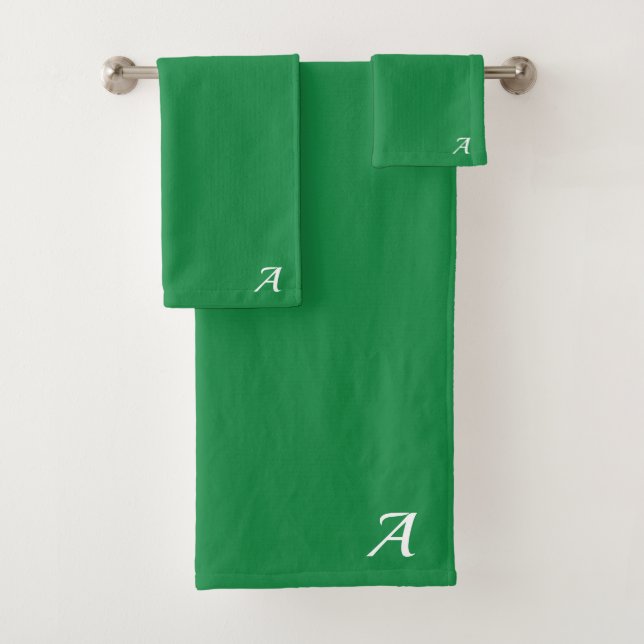 natural deep green emerald personalised custom bath towel set (Insitu)