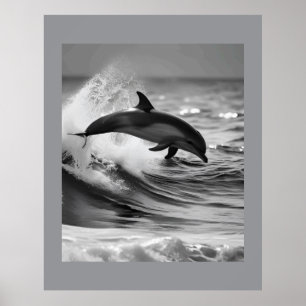 Natural Dolphine Playing in The Waves Poster