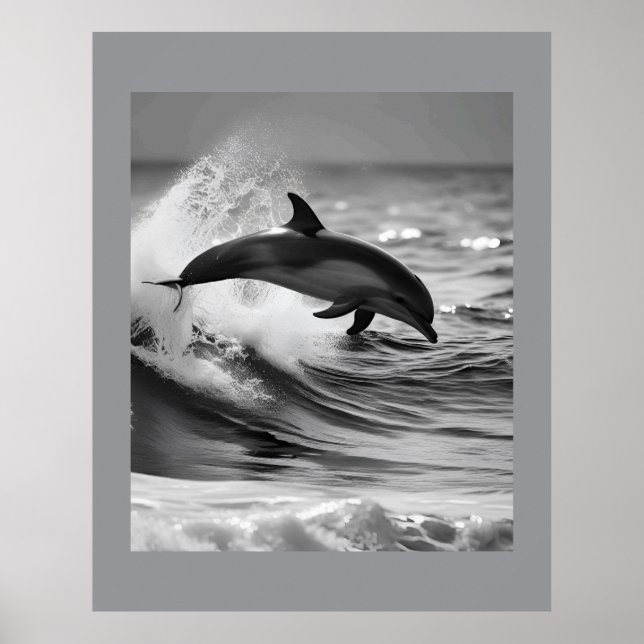 Natural Dolphine Playing in The Waves Poster (Front)