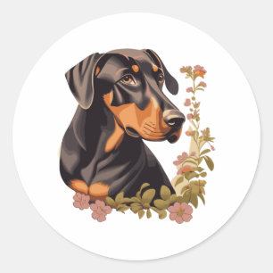 Natural Ear Doberman 2 Classic Round Sticker