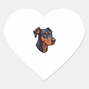Natural Ear Doberman Lover 3 Heart Sticker