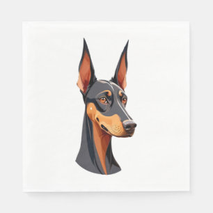 Natural Ear Doberman   Napkin