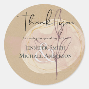 Natural Earth Rustic Woodland Fall Leaves Wedding Classic Round Sticker