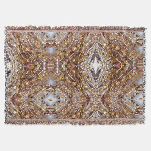 Natural Earth Tones Beads Print Throw Blanket (Front)