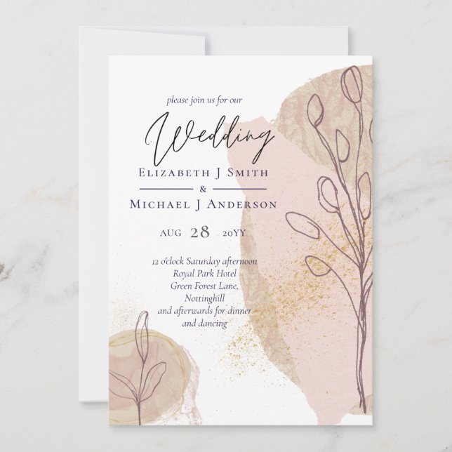Natural Earthen Tones Abstract Wedding (Front)