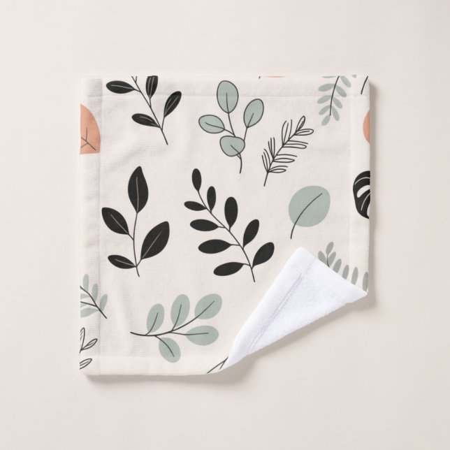 Natural Ease – Fine-Line Leaf Art Towel (Wash Cloth)