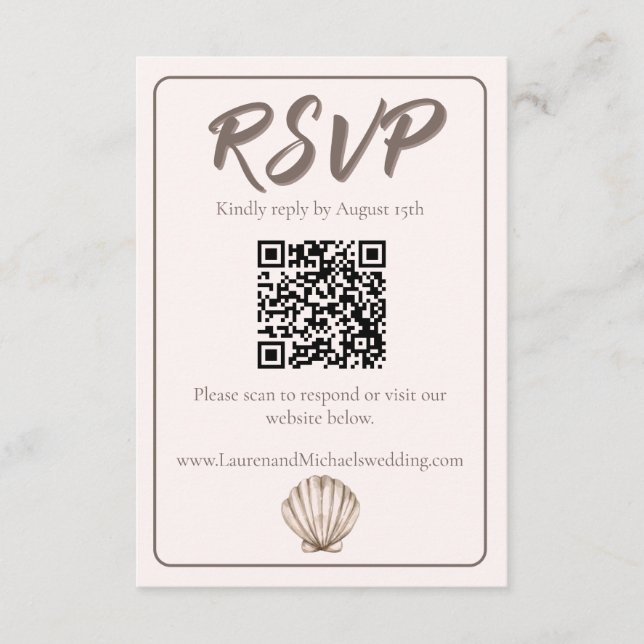 Natural Elegant Beach Seashell Enclosure Card (Front)