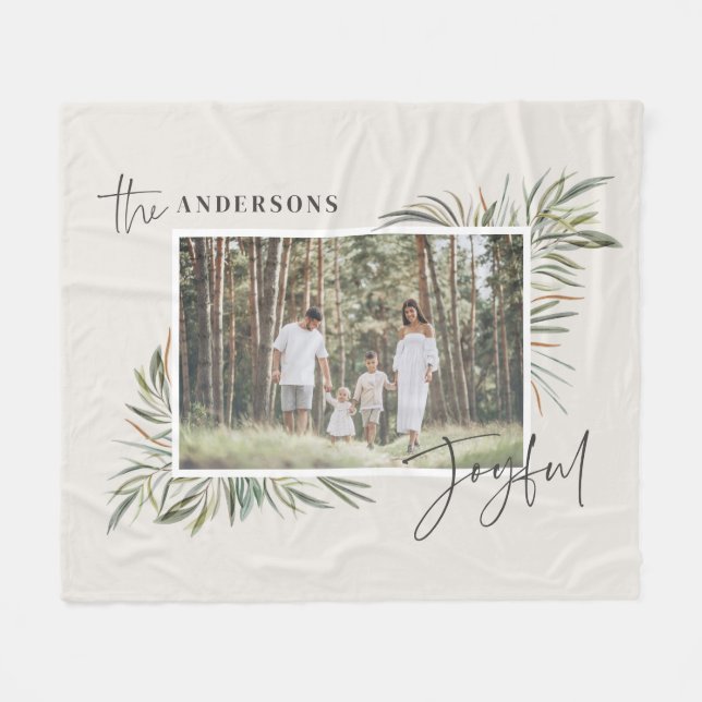 Natural elegant botanical photo simple Christmas Fleece Blanket (Front (Horizontal))