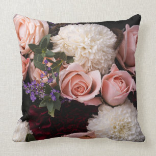 natural Elegant burgundy  creamy  Floral  Cushion