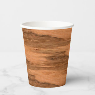 Natural Eucalyptus Wood Grain Look Paper Cups