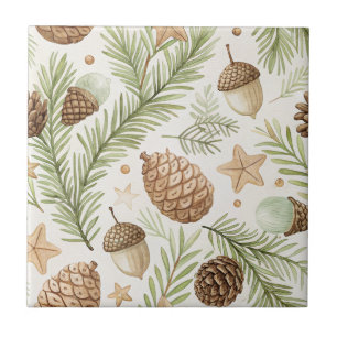 Natural Evergreen Pinecone Gold Brown Ceramic Tile