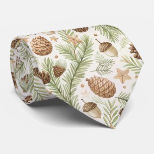 Natural Evergreen Pinecone Gold Brown Tie