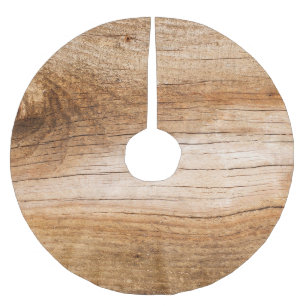 Natural fir wood: textured surface brushed polyester tree skirt