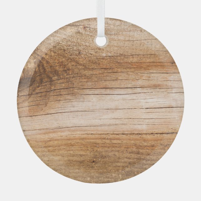 Natural fir wood: textured surface glass tree decoration (Front)
