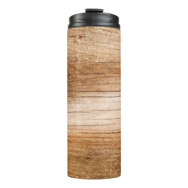 Natural fir wood: textured surface thermal tumbler (Front)