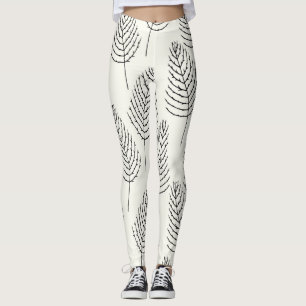 Natural Floral: Abstract White Vintage Leggings