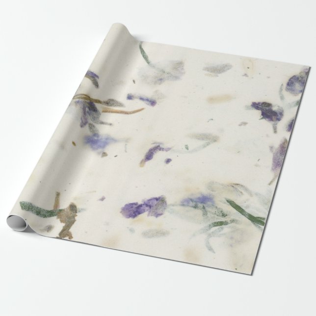Natural Floral Grass Mint Earth Iris Mulberry Plum Wrapping Paper (Unrolled)