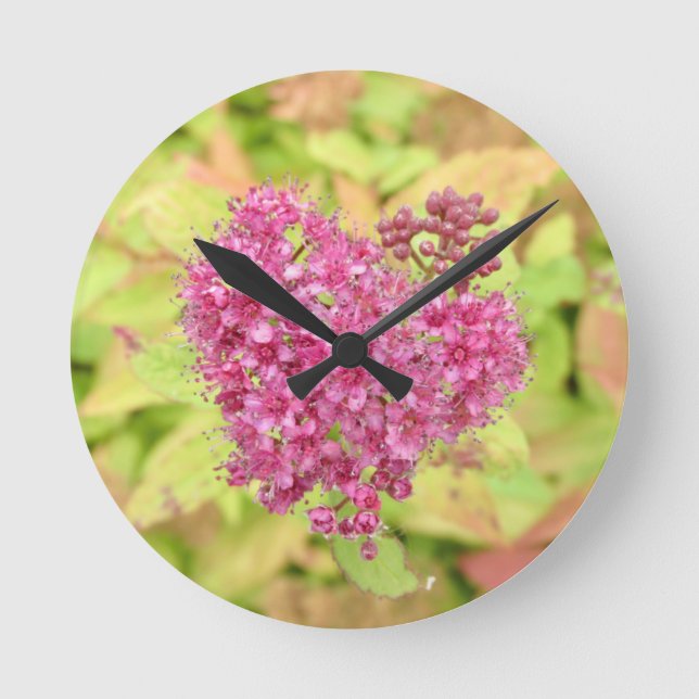 Natural Flower Heart - pierced by arrow.  Round Clock (Front)