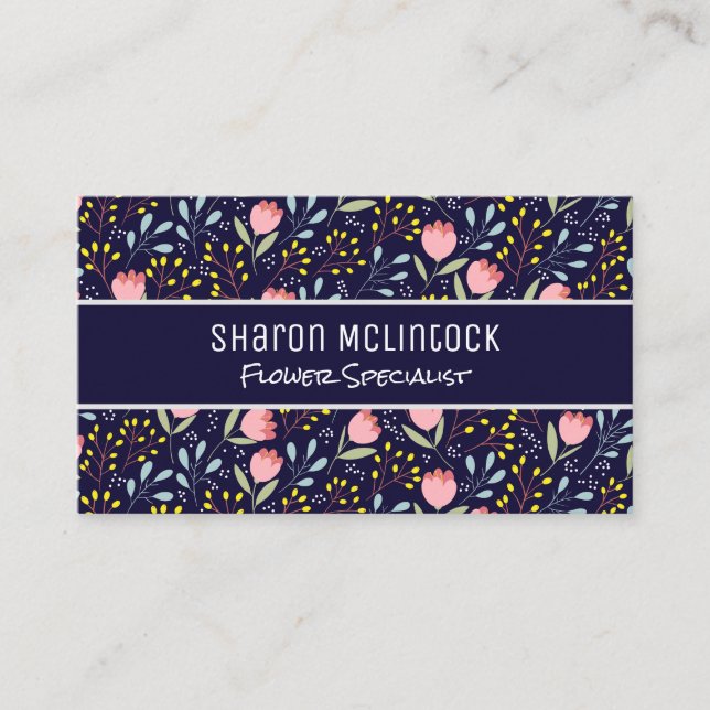 Natural Flower Illustrations Business Card (Front)