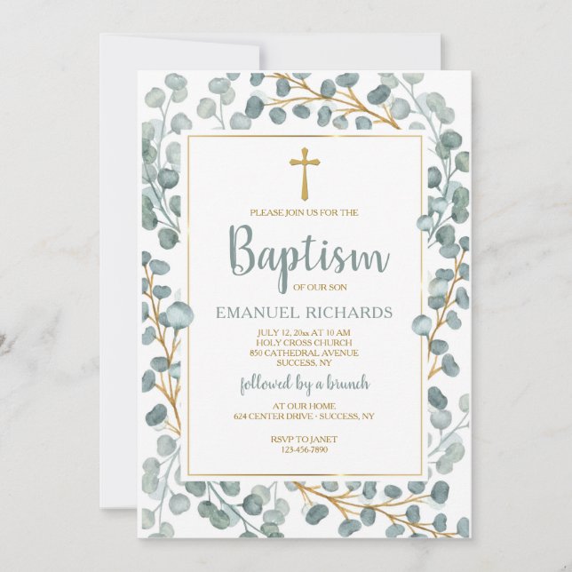 Natural Foliage Frame Religious Invitation (Front)