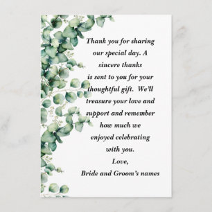Natural Foliage Wedding Thank You Card