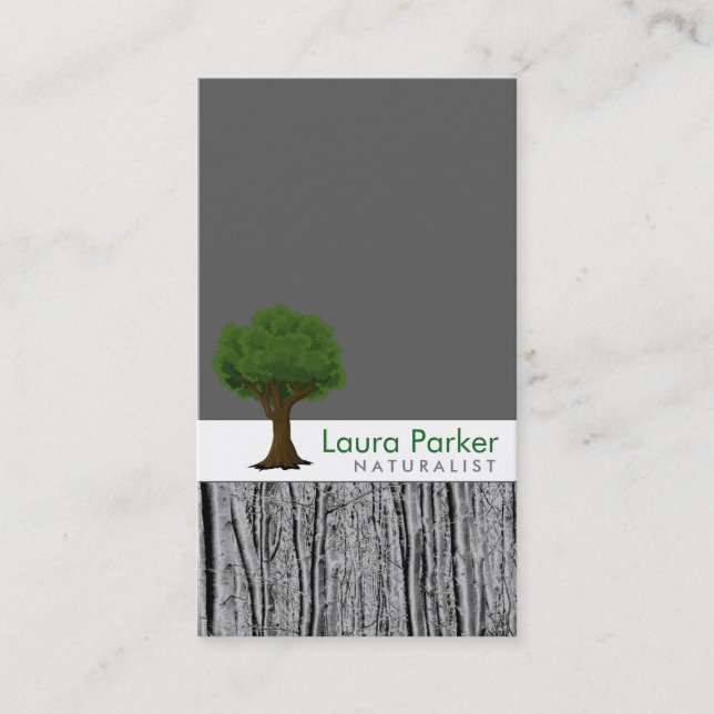 Natural Forest Black Tree Logo Care Landscape Lawn Business Card (Front)