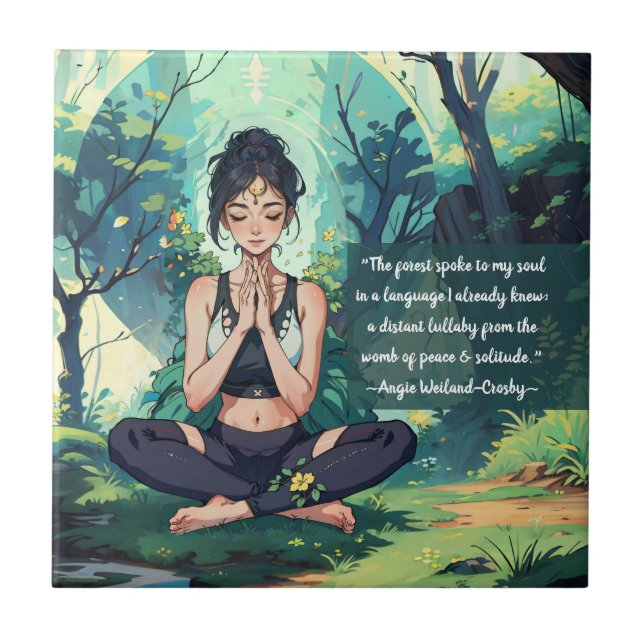 Natural Forest Yoga Meditation Reiki Master Quotes Ceramic Tile (Front)