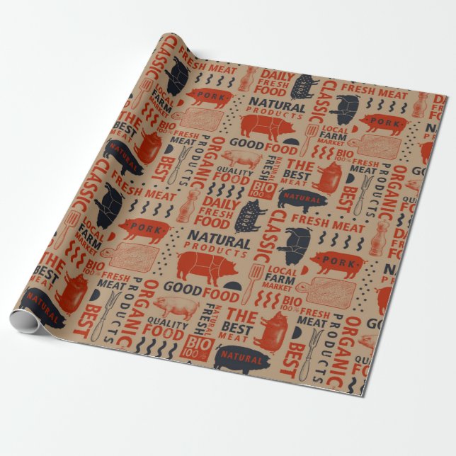 Natural Fresh Meat Pattern Wrapping Paper (Unrolled)