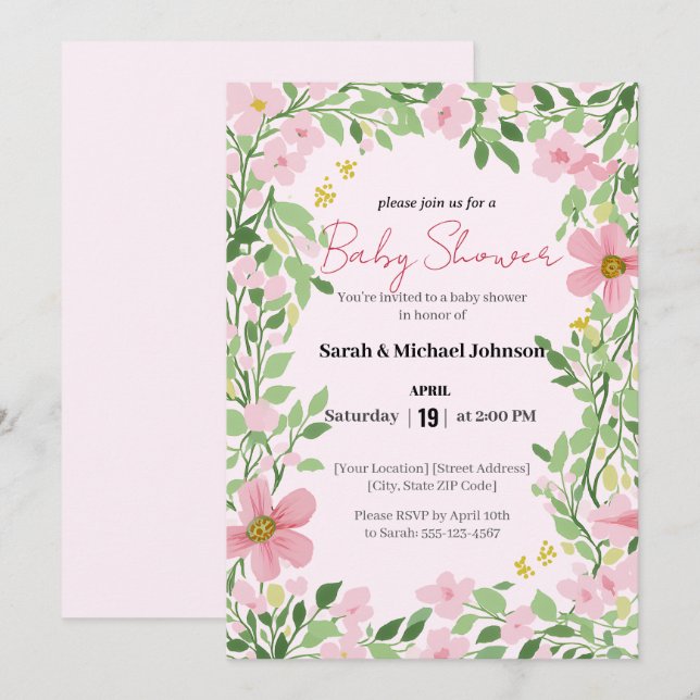 Natural Garden Baby Shower Invitation (Front/Back)