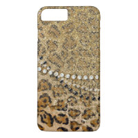 Natural Gold Leopard Animal Print Glitter Look