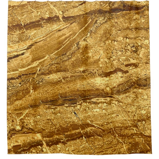 Natural gold marble tiles pattern shower curtain (Front)