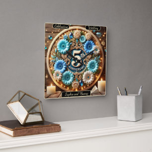 Natural Grace: Fifth Anniversary Arrangement Square Wall Clock