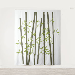 Natural Green Bamboo Plants Tapestry