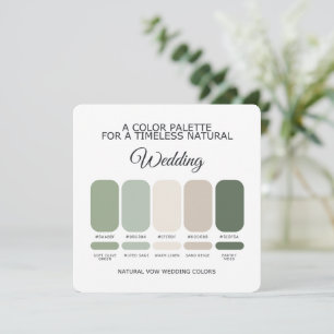 Natural Green Wedding Colour Palette Card