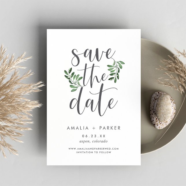 Natural Greenery | Modern Botanical Save The Date (Creator Uploaded)
