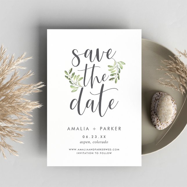 Natural Greenery | Modern Botanical Save The Date (Creator Uploaded)