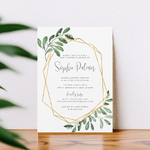 Natural Greenery   Watercolor Baby Shower Invitation
