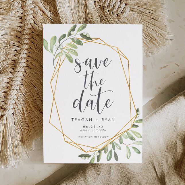 Natural Greenery | Watercolor Botanical Save The Date (Creator Uploaded)