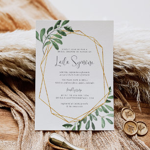 Natural Greenery   Watercolor Bridal Shower Invitation