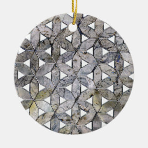 Natural Grey Stone Mosaic, flower of life Ceramic Ornament