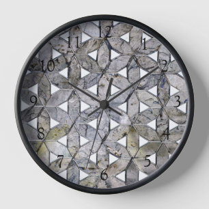 Natural Grey Stone Mosaic, flower of life Clock