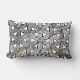 Natural Grey Stone Mosaic, flower of life Lumbar Cushion