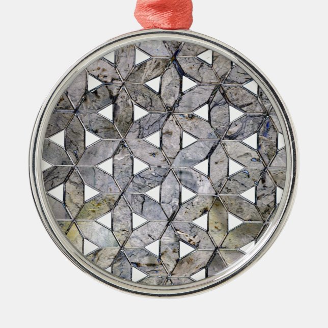 Natural Grey Stone Mosaic, flower of life Metal Tree Decoration (Front)