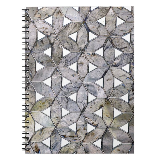 Natural Grey Stone Mosaic, flower of life Notebook (Front)